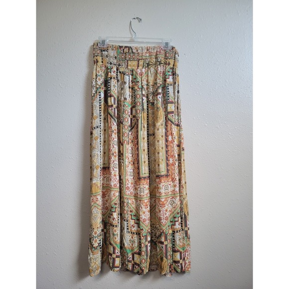 Rachel Zoe Maxi Skirt Womens Boho Tassel Abrastact Pull-On Elastic Waist Sz S - Picture 7 of 13